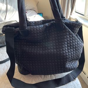 Black Quilted Nylon Bag with Shoulder or Crossbody Strap